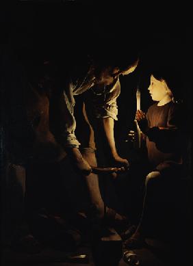 Joseph comme Zimmermann et les l'enfant Jésus