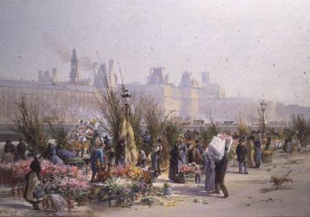 Flower Market by the Seine à Georges Fraipont