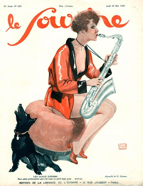 Front cover of ''Le Sourire'', 1929 (colour litho)  à Georges Leonnec