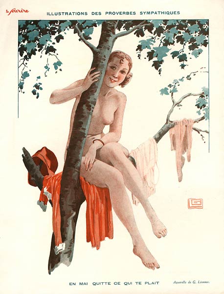 En mai quitte ce qui te plait, illustration from ''Le Sourire'', 1920s (colour litho)  à Georges Leonnec