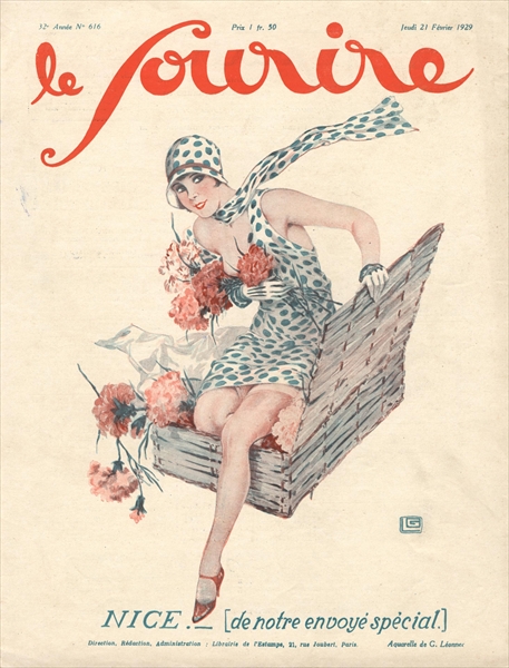 Front Cover of ''Le Sourire'', 1929 (colour litho)  à Georges Leonnec