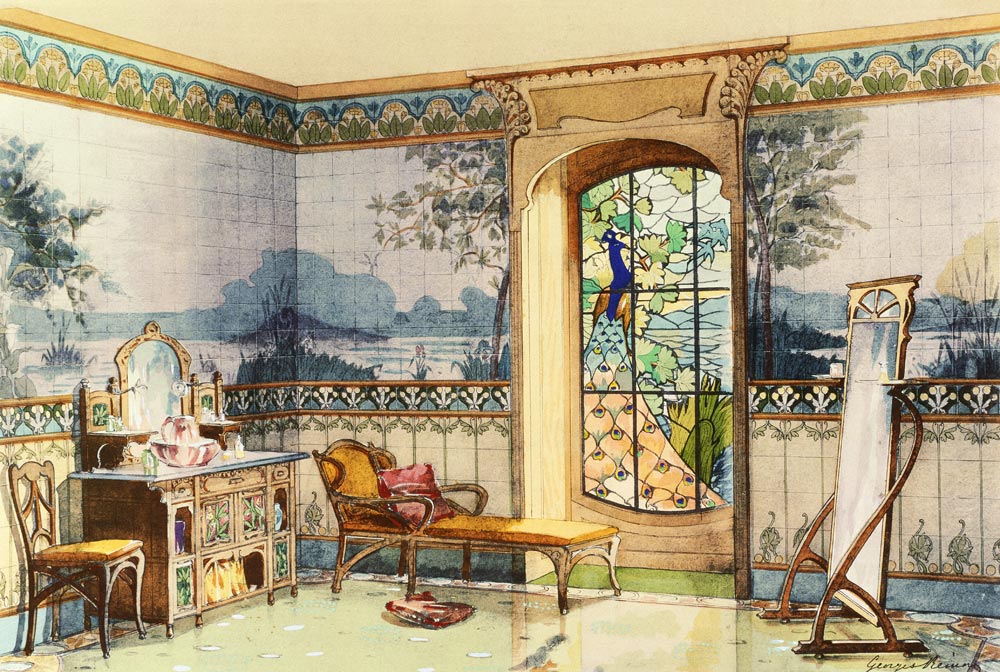 Design for a Bathroom, from 'Interieurs Modernes', published Paris, 1900 (colour litho) à Georges Remon
