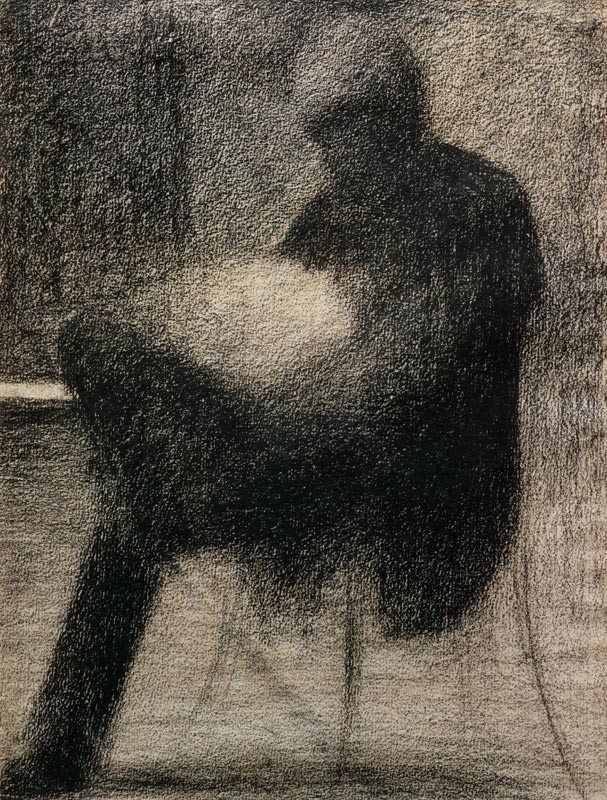 Seurat / Man reading / Chalk drawing à Georges Seurat