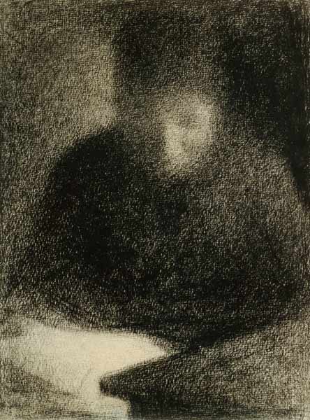 Seurat / Woman reading / Chalk Drawing à Georges Seurat