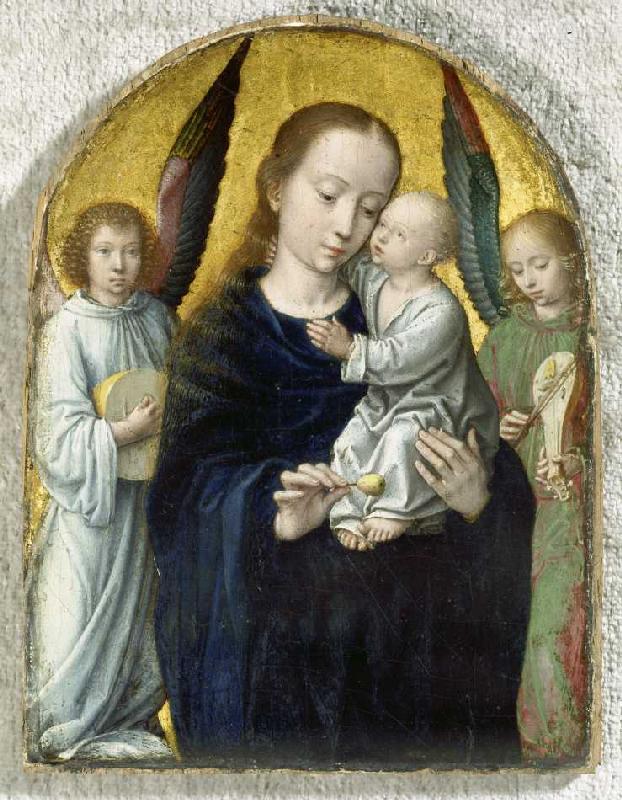 Marie avec l'enfant entre anges jouant de la musique à Gerard David