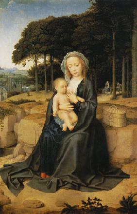 Marie avec l'enfant se reposant lors de l'exode d'Egypte
