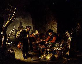 La vendeuse d'hareng et le mendiant à Gerard Dou