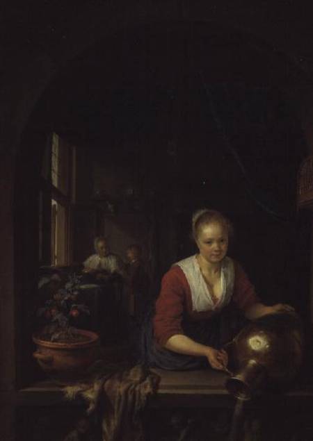 Maid Servant at a Window à Gerard Dou
