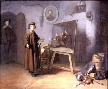 A Painter in his Studio (panel) à Gerard Dou