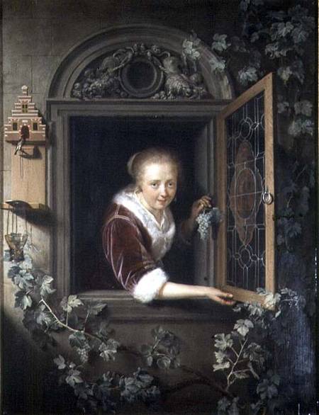Young girl at the window à Gerard Dou
