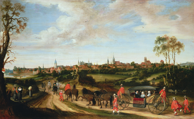 The Dutch Envoy Adriaan Pauw arriving at Munster à Gerard ter Borch ou Terborch