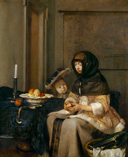 Woman peeling apples à Gerard ter Borch ou Terborch