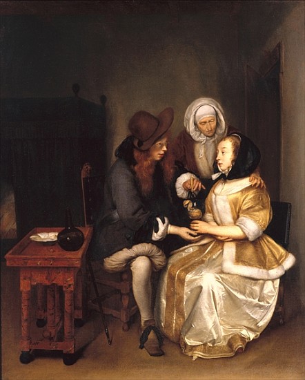 An Interior with a Couple and a Procuress: The Glass of Lemonade à Gerard Terborch