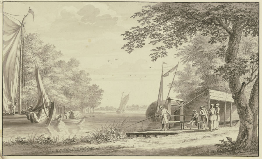 Landschaft mit Fluss und Fischern à Gerard van Rossum