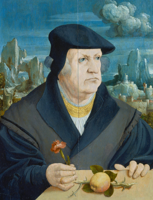 Portrait of a Man in a Landscape holding a Carnation à Gerlach Flicke