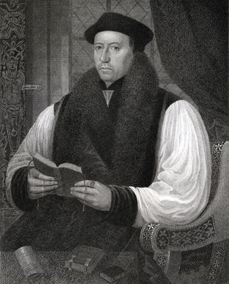 Portrait of Thomas Cranmer (1489-1556) from 'Lodge's British Portraits', 1823 (litho) à Gerlach Flicke