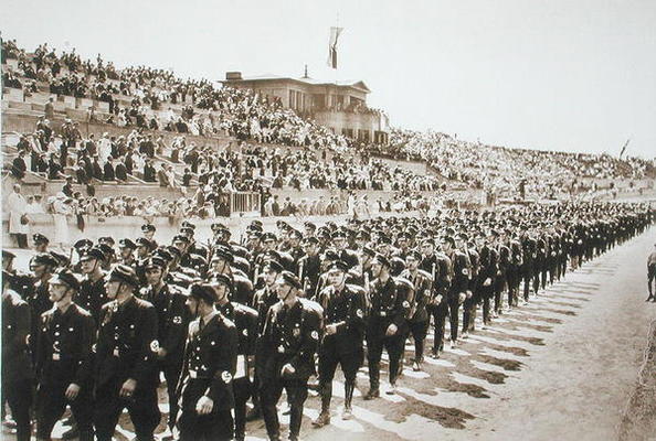 Parade of newly formed SS in the Deutsches Stade, Nuremberg, 11th-13th August, 1933, from 'Deutsche à Photographe allemand, (20ème siècle)
