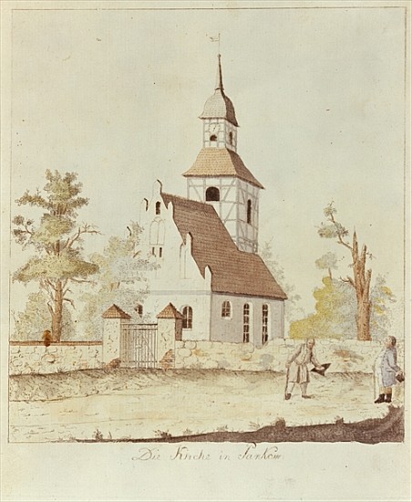 Church in Pankow, Berlin (coloured etching) à École allemande