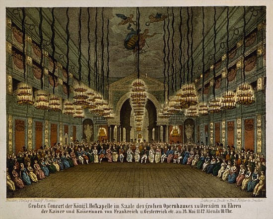 Concert of the royal band in the auditorium of the Dresden Opera House in honour of the imperial cou à École allemande