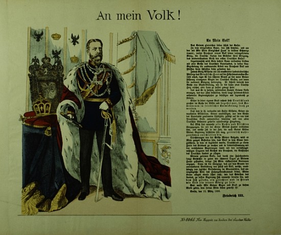 Copy of a declaration from Frederick III to his subjects, 12th March 1888 à École allemande