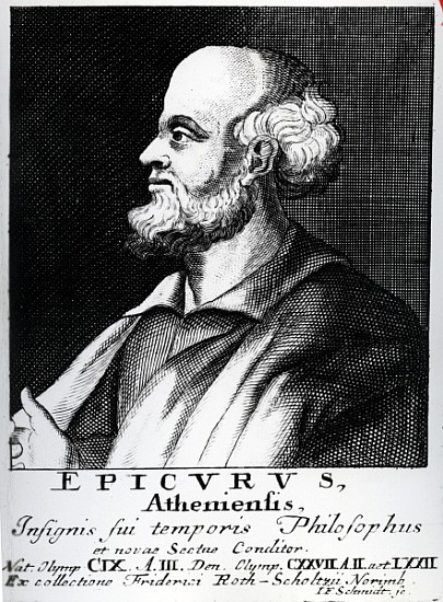 Epicurus; engraved by Johann Fredrich Schmidt à École allemande
