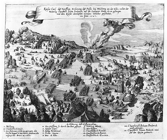General view of the battle of Muhlberg, 24th April 1547 à École allemande
