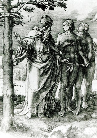 God shows Adam and Eve the Tree of Life in the Garden of Eden à École allemande