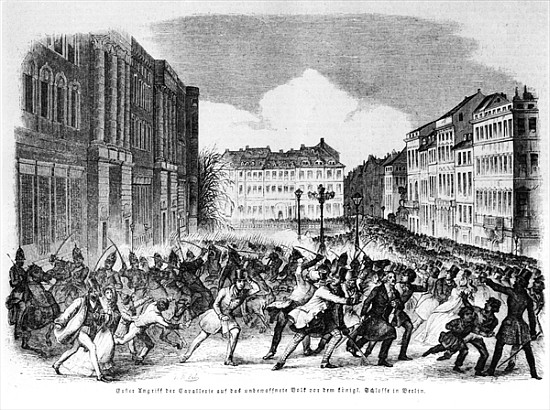 Insurrection in Berlin in April 1848, illustration from ''Illustrierte Zeitung'' à École allemande
