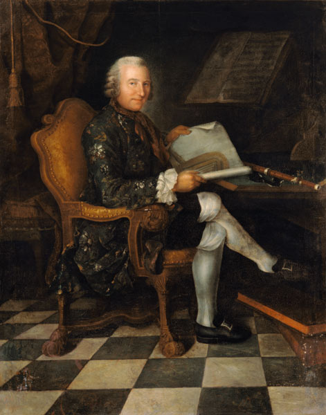 Isaac Egmont von Chasot at his Desk (with Frederick the Great''s Flute) à École allemande