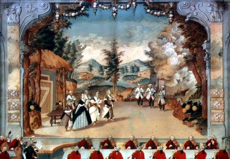Joseph Haydn (1732-1809) at the first performance of his opera 'L'Incontro Improvviso' in the Esterh à École allemande