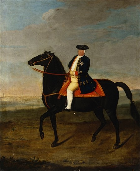 King Frederick William I on Horseback with Potsdam in the background, c.1735 à École allemande