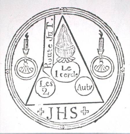 Magic Circle, copy of an illustration from 'Dreyfacher Hollenzwang' by Dr Faustens, Passau 1407, Rep à École allemande