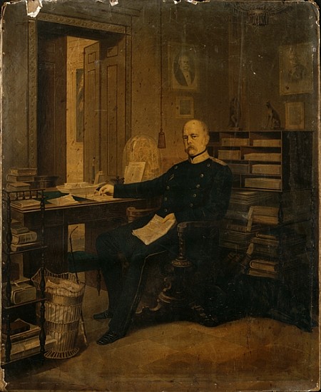 Otto von Bismarck in his Study (w/c on paper on board) à École allemande