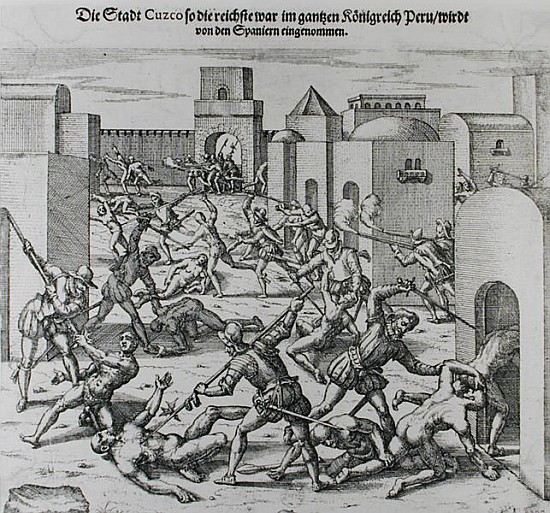 Siege of Cuzco Francis Pizarro (1475-1541) in 1531-32 à École allemande