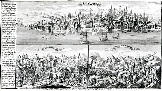 The city of Lisbon before, during and after the Earthquake of 1755 à École allemande