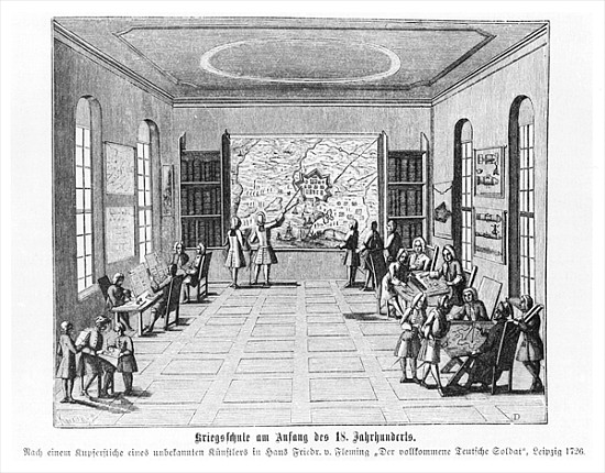 War school, illustration from ''Der vollkommene Deutsche soldat'' Hans Friedrich van Fleming, 1726,  à École allemande