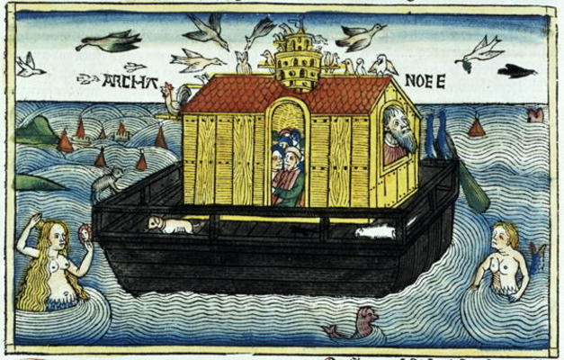 Genesis 6:11-24 Noah's Ark, from the Nuremberg Bible (coloured woodcut) à École allemande, (15ème siècle) (d'après)