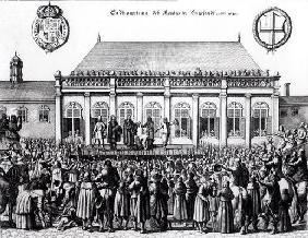 Execution of Charles I (1600-49) at Whitehall, January 30th 1649 (engraving) (b&w photo)