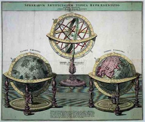 Typical Representations of Artificial Spheres (coloured engraving) à École allemande, (18ème siècle)