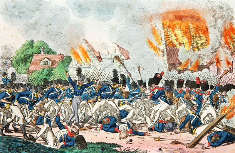 Battle of Ligny, 16th June 1815 (engraving) à École allemande, (19ème siècle)