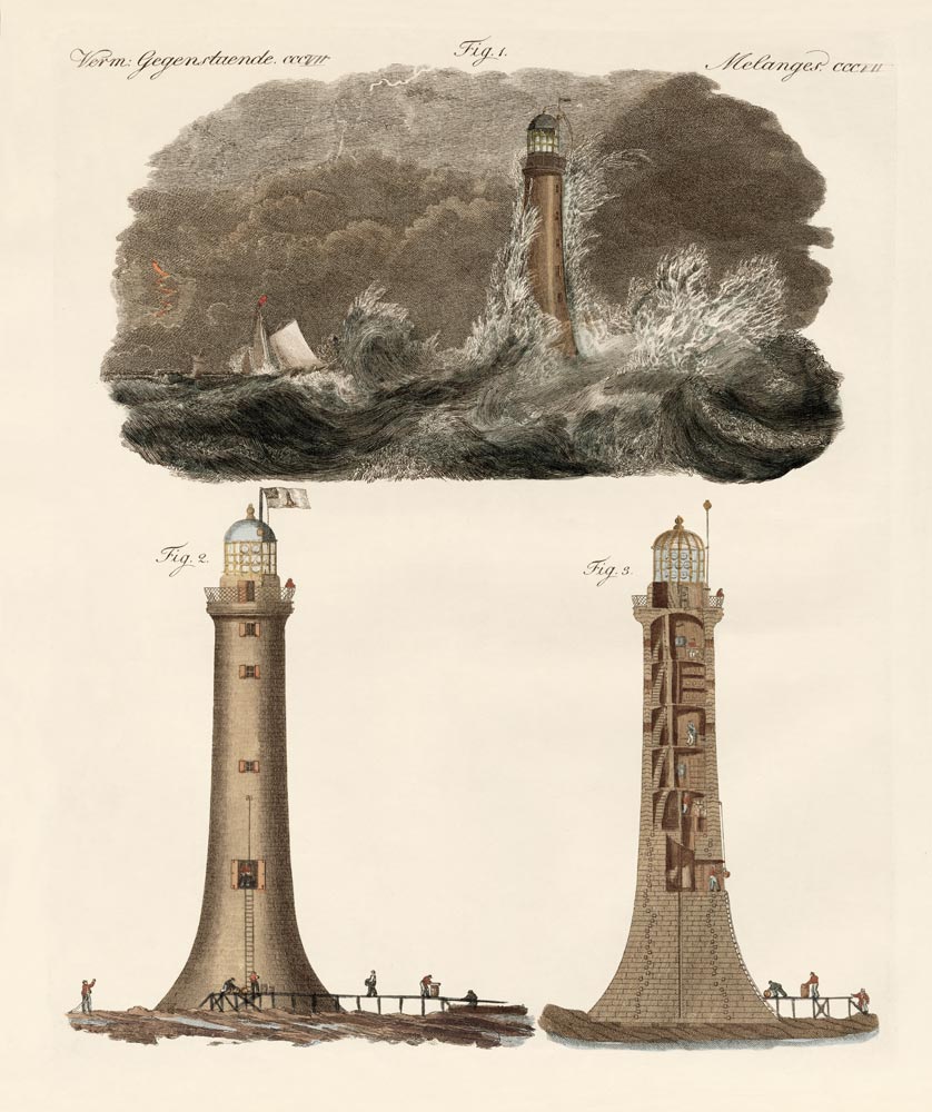 Bell Rock lighthouse à École allemande, (19ème siècle)