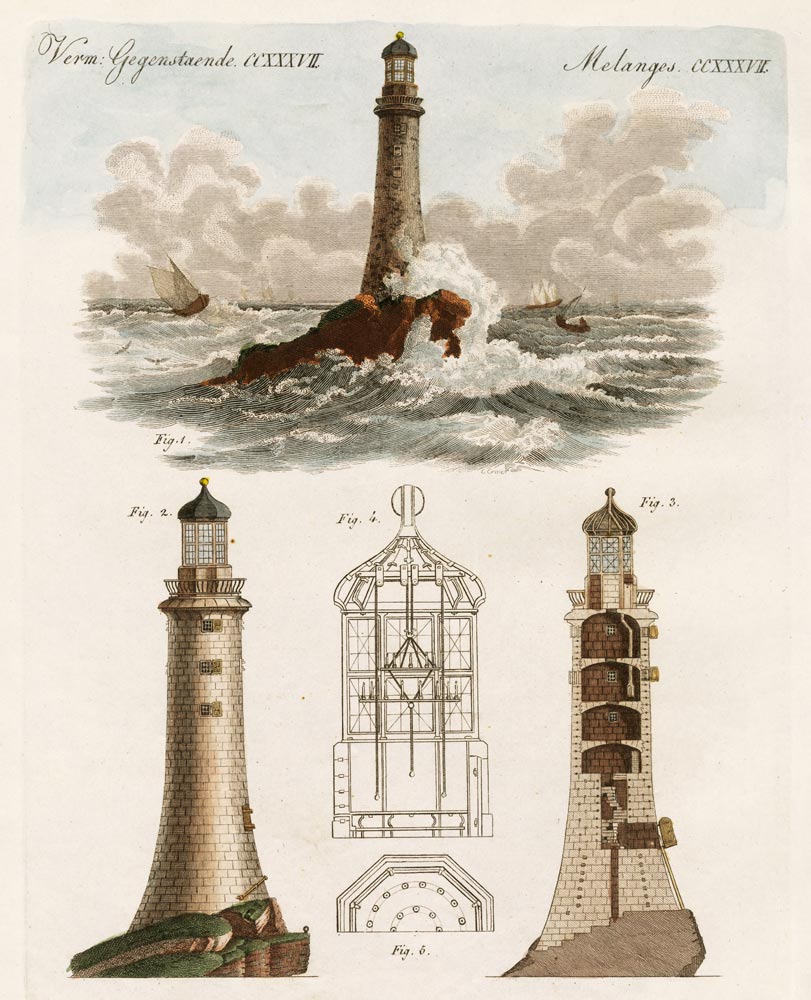 The Eddystone Lighthouse à École allemande, (19ème siècle)