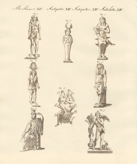 Egyptians divinities à École allemande, (19ème siècle)