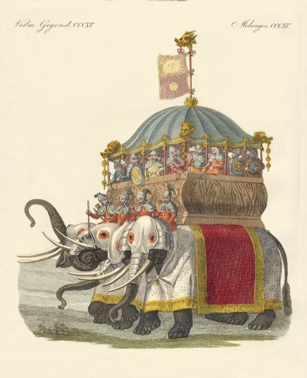 Elephant Castle of Great Khan Kublai à École allemande, (19ème siècle)