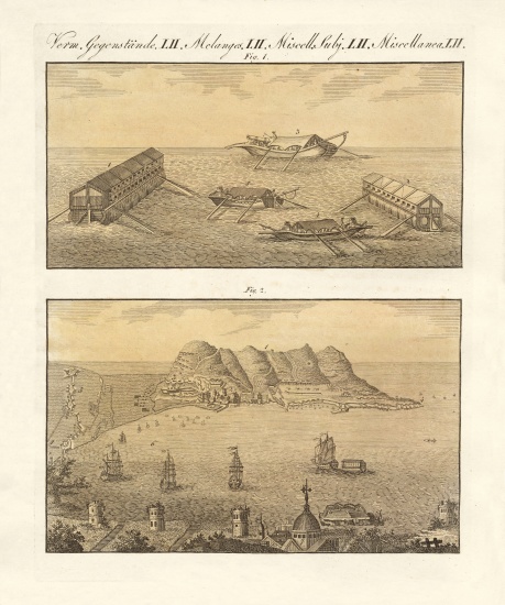 Gibraltar and the swimming batteries à École allemande, (19ème siècle)