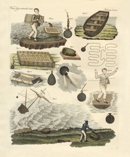 Manby's lost, stranded boats come to rescue à École allemande, (19ème siècle)