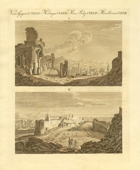 Ruins of the old town Sagunto in Spain à École allemande, (19ème siècle)