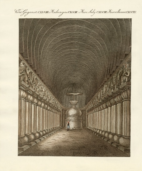 The caves of Carli in India à École allemande, (19ème siècle)