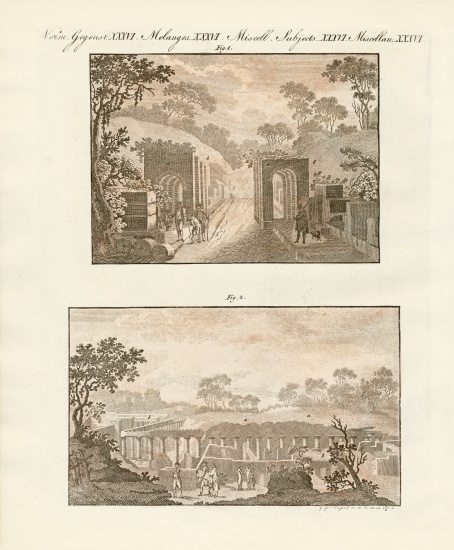 The excavated town of Pompeii à École allemande, (19ème siècle)