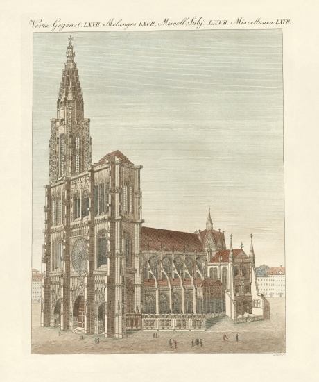 The minster in Strasbourg à École allemande, (19ème siècle)